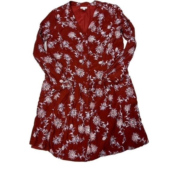 Garnet Hill Women’s 6 Floral Drop Waist Lined Dress Buttons Fall Colors - Picture 5 of 10